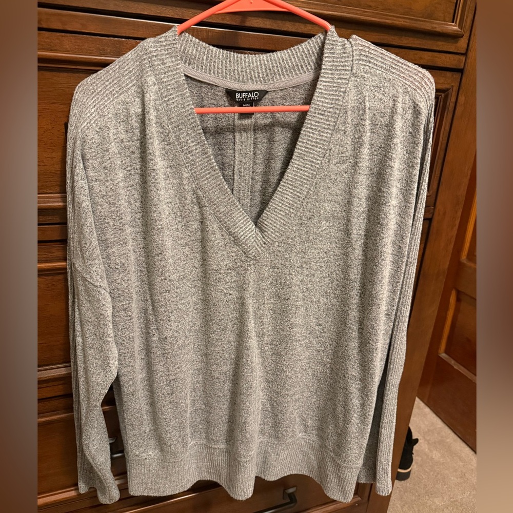 Buffalo David Bitton Heather Gray V-Neck Pullover